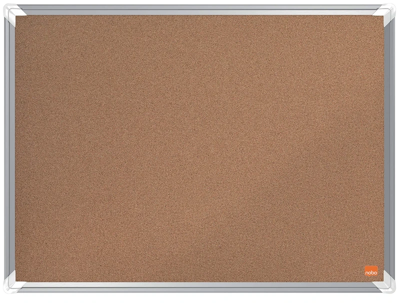 Nobo Cork Notice Board, 600 x 450 mm, Aluminium Trim, Self-Healing Cork Surface, Corner Wall Mounting, Premium Plus, Light Brown, 1915179