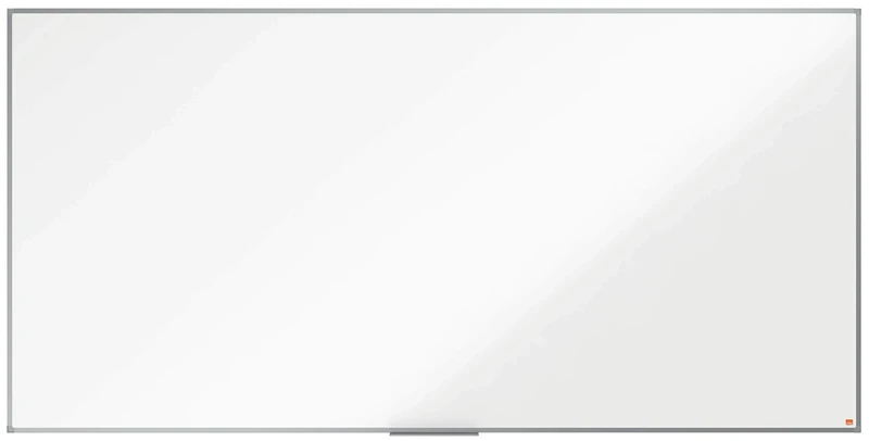 Nobo Non-Magnetic Melamine Whiteboard, 2400 x 1200mm, Aluminium Trim, Corner Wall Mounting, Includes Whiteboard Pen Tray, Essence Range, 240 x 120cm, White, 1915223