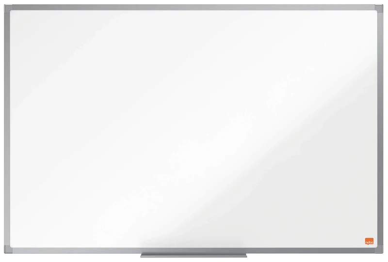 Nobo Enamel Magnetic Whiteboard, 900 x 600mm, Aluminium Trim, Corner Wall Mounting, Includes Whiteboard Pen Tray, Essence Range, 90 x 60cm, White, 1915451