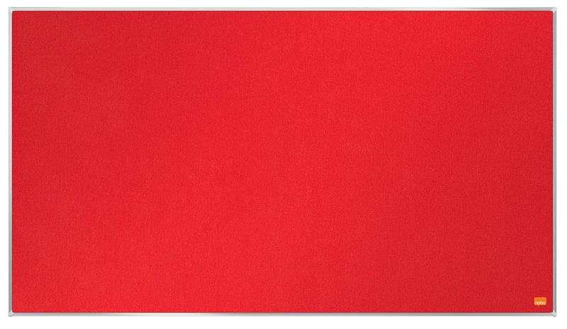 Nobo Widescreen Felt Noticeboard, 890 x 500 mm, Slim Trim Frame, InvisaMount Mounting System, Impression Pro, Red, 1915420