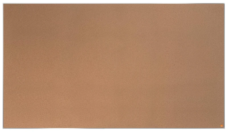 Nobo Widescreen Cork Noticeboard, 1880 x 1060 mm, Slim Trim Frame, Self-Healing Cork Surface, InvisaMount Mounting System, Impression Pro, Light Brown, 1915418