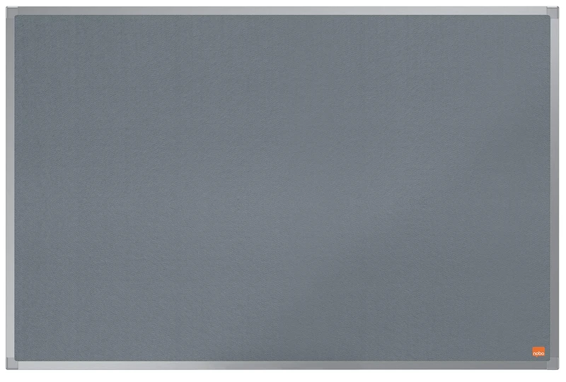 Nobo Felt Noticeboard, 900 x 600 mm, Aluminium Trim, Corner Wall Mounting, Essence Range, Grey, 1915205