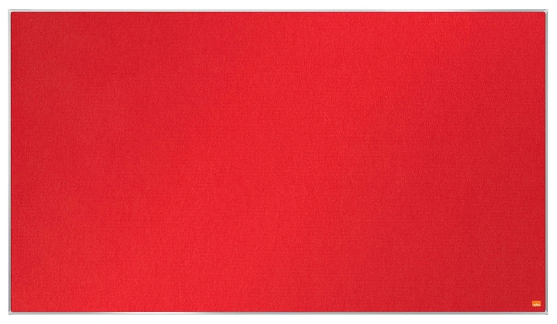 Nobo Widescreen Felt Noticeboard, 1220 x 690 mm, Slim Trim Frame, InvisaMount Mounting System, Impression Pro, Red, 1915421 - Image 1