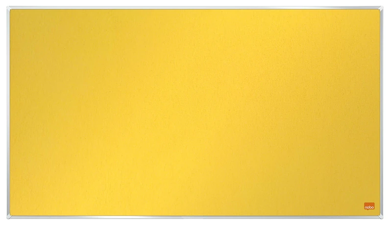 Nobo Widescreen Felt Noticeboard, 710 x 400 mm, Slim Trim Frame, InvisaMount Mounting System, Impression Pro, Yellow, 1915429