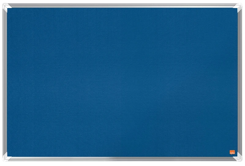 Nobo Felt Notice Board, 900 x 600 mm, Aluminium Trim, Corner Wall Mounting, Premium Plus, Blue, 1915188