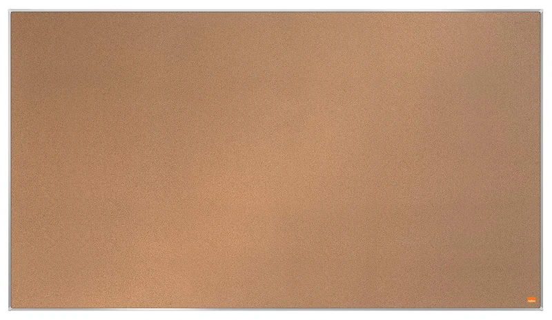 Nobo Widescreen Cork Noticeboard, 1220 x 690 mm, Slim Trim Frame, Self-Healing Cork Surface, InvisaMount Mounting System, Impression Pro, Light Brown, 1915416