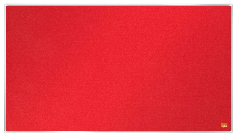 Nobo Widescreen Felt Noticeboard, 710 x 400 mm, Slim Trim Frame, InvisaMount Mounting System, Impression Pro, Red, 1915419