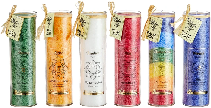 Palm Light Chakra candles mix box approx. 20 cm (1 piece)