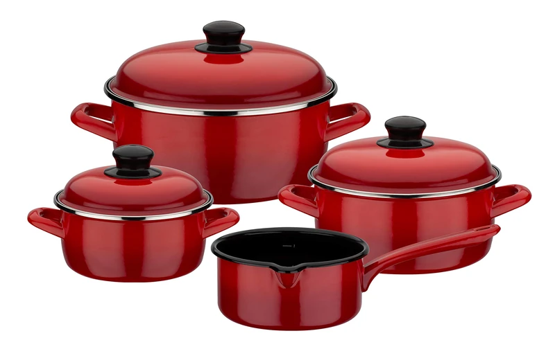 GSW Red Shadow 190114 Saucepan Set 7-Piece Steel Enamel