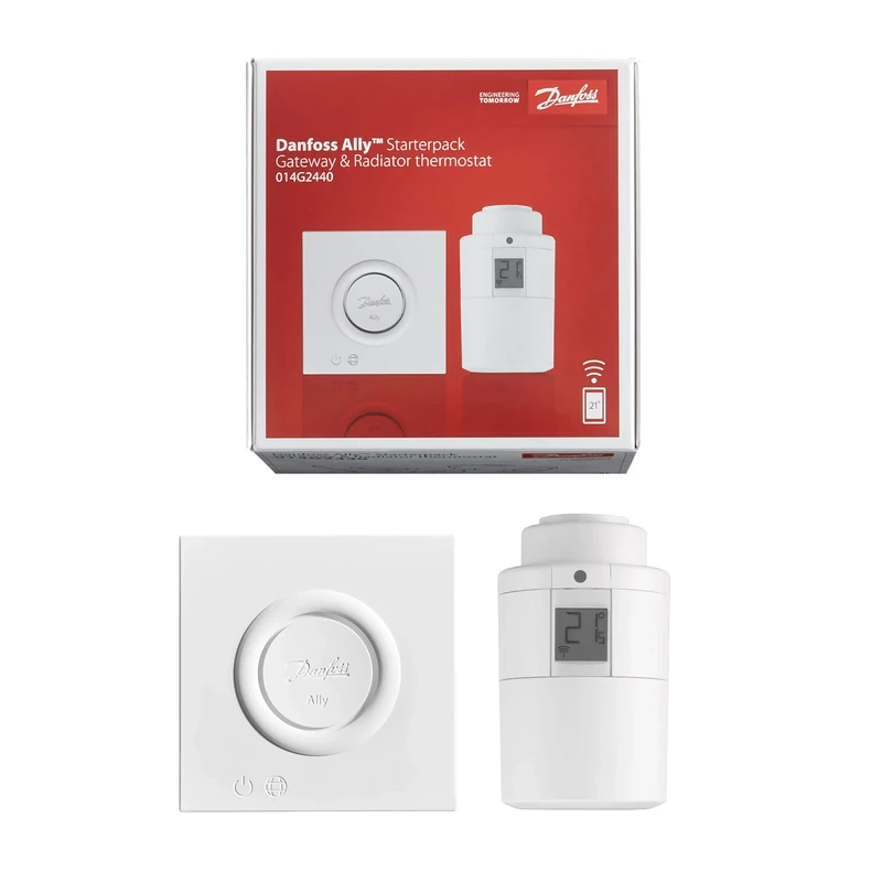 Danfoss Ally Starter Pack Includes Gateway and Radiator Thermostat, White, Ja