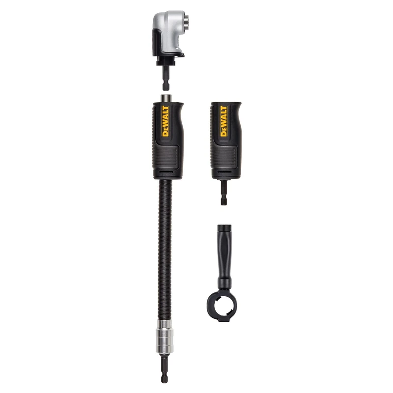 DEWALT Right Angle Drill Adaptor, FlexTorq, 4-in-1 System, Compact, Straight Flexible Shaft, 12-Inch (DWAMRASETFT)