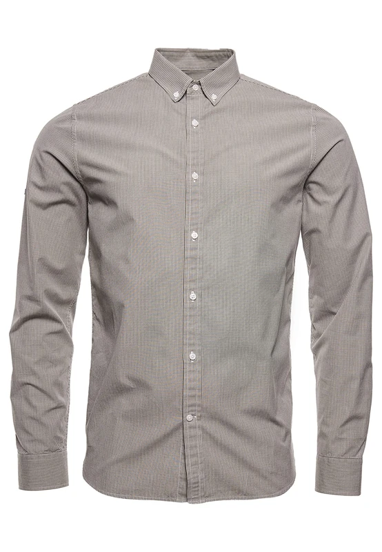 Superdry Men's M4010341A Classic University Oxford, Micro Check Moss Khaki, XXL - Image 1