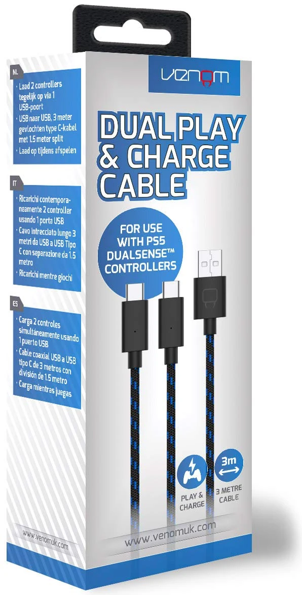 Venom 3 Metre Dual Play & Charge Cable (PS5)