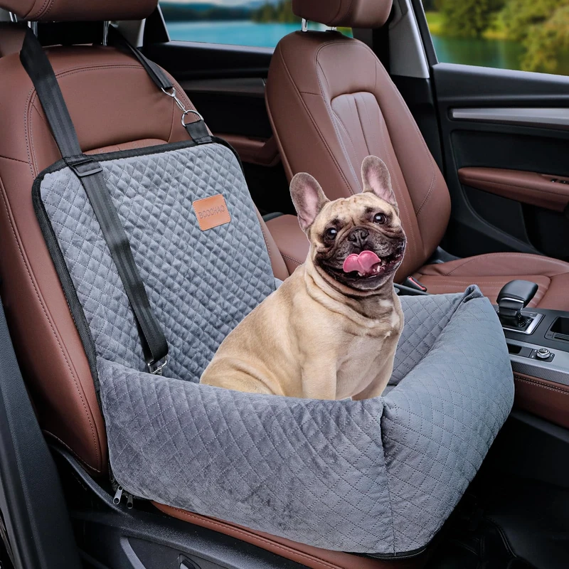 BOCHAO Dog Car Seat Pet Booster Seat Pet Travel Safety Car Seat,The Dog seat Made of Materials is Safe and Comfortable, and can be Disassembled for Easy Cleaning (Gray)