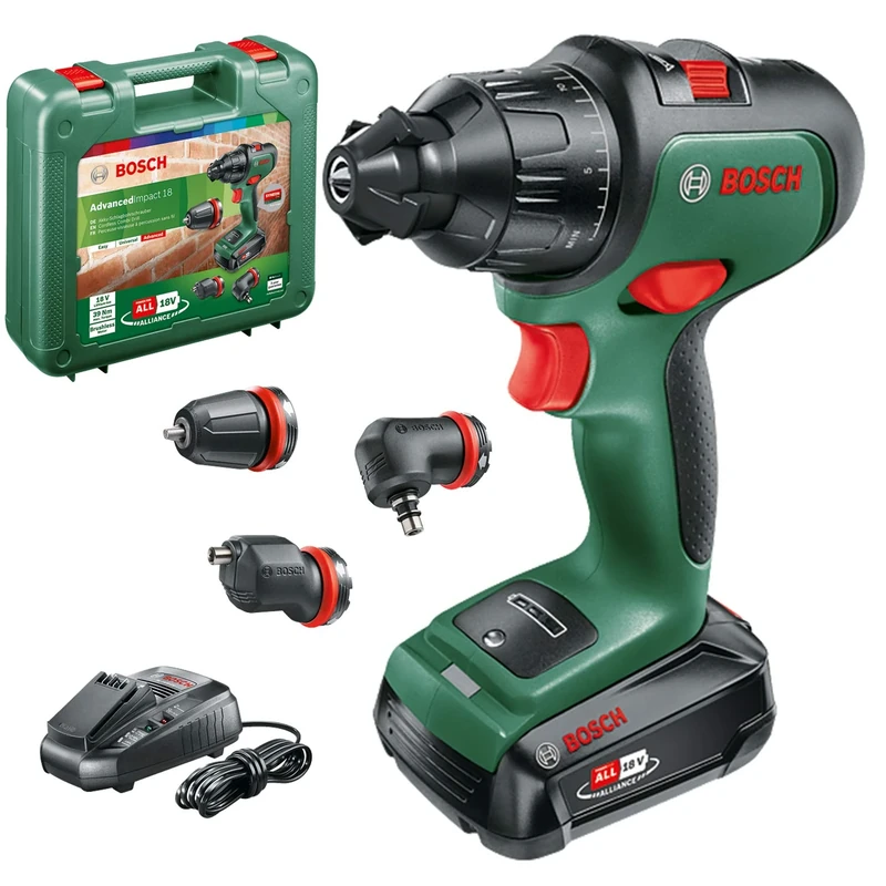 Bosch Cordless Combi Drill AdvancedImpact 18 (1x battery, 18 Volt System, With Accessories, in Carrying Case)