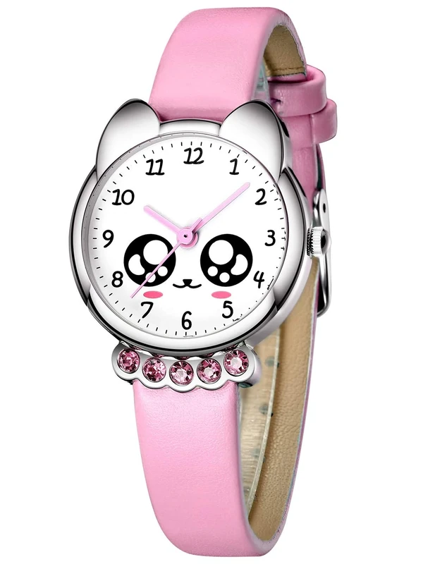 KDM Kids Watch Children's Day Birthdays: Waterproof 3D Cartoon Analogue Watches for Girls - Sports Time Teaching Birthdays Gifts Pink