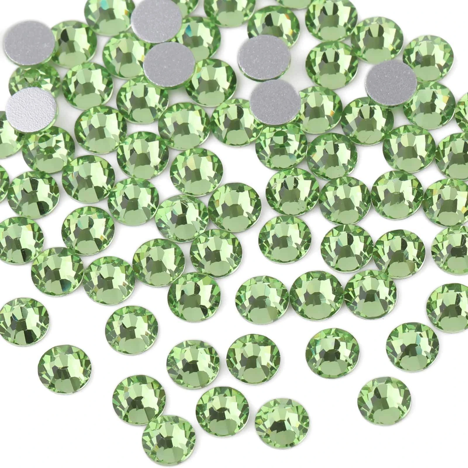 Beadsland 1440 PCS Flat Back Crystal Rhinestones Round Gems for Nail Art and Craft Glue Fix,Light Green(SS10(2.7-2.9mm))