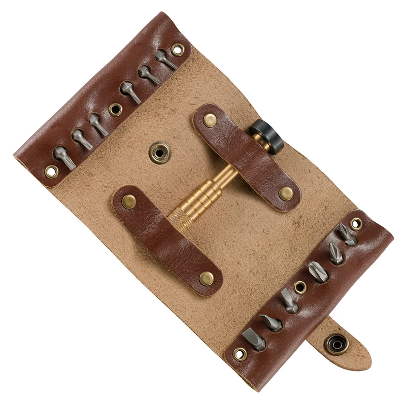 CRKT Hex Bit Driver Roll: Philips and Hex Driver Tools with Magnetic Driver Tip and Leather Roll 9911