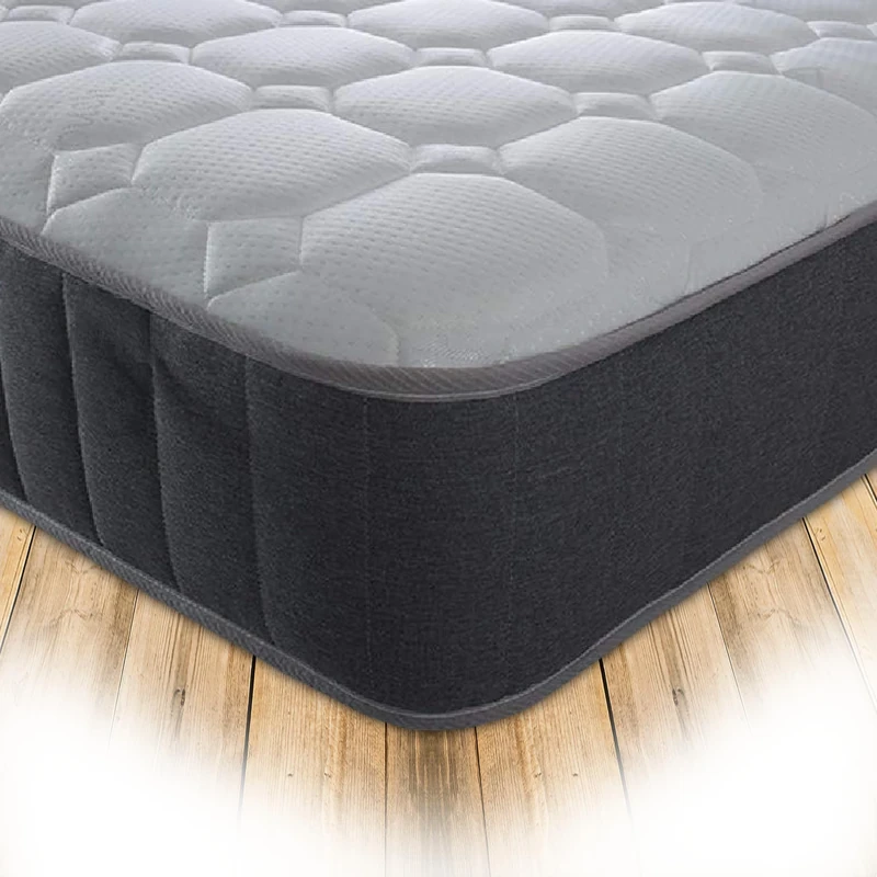 Starlight Beds Diamond Tile Single Memory Foam Mattress. Single Mattress with Springs and Memory Foam Layer. 20cms Deep, Plush Firmness, Grey, 3ft x6ft3 (90cm x 190cm)