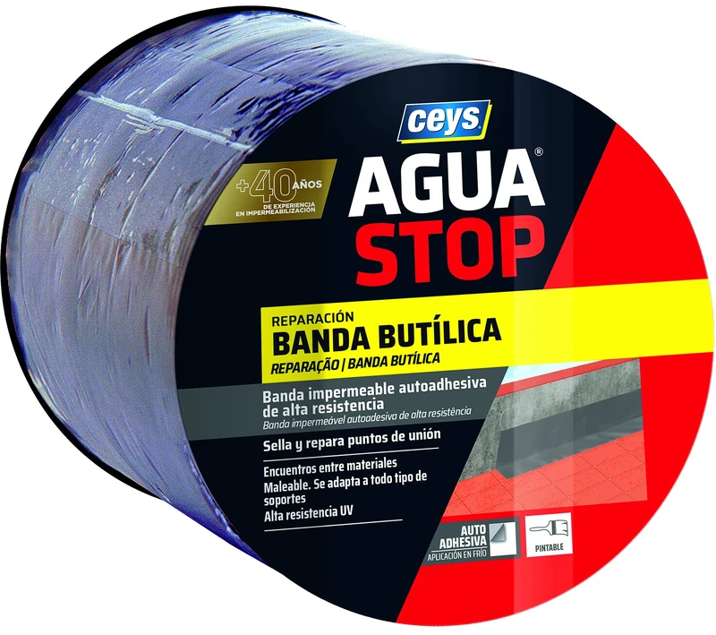AGUASTOP Banda IMP. BUTILO GRIS 15CMX10M