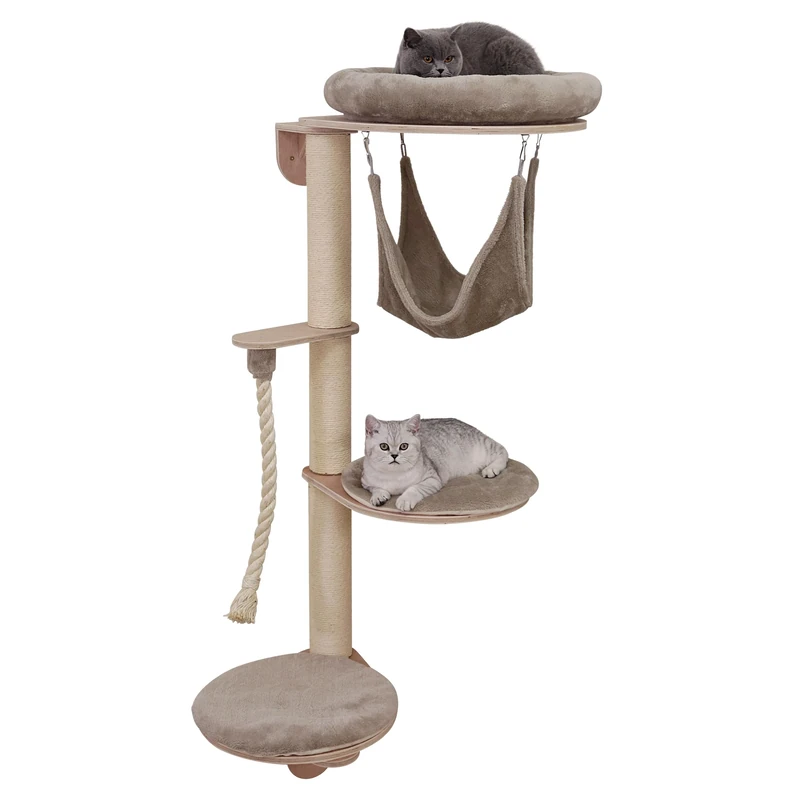 Kerbl Pet Dolomite Grappa Cat Scratching Post for Wall Mounting, Taupe, 80 x 66 x 158 cm, Sisal Columns, Cats, Space-Saving Mountable