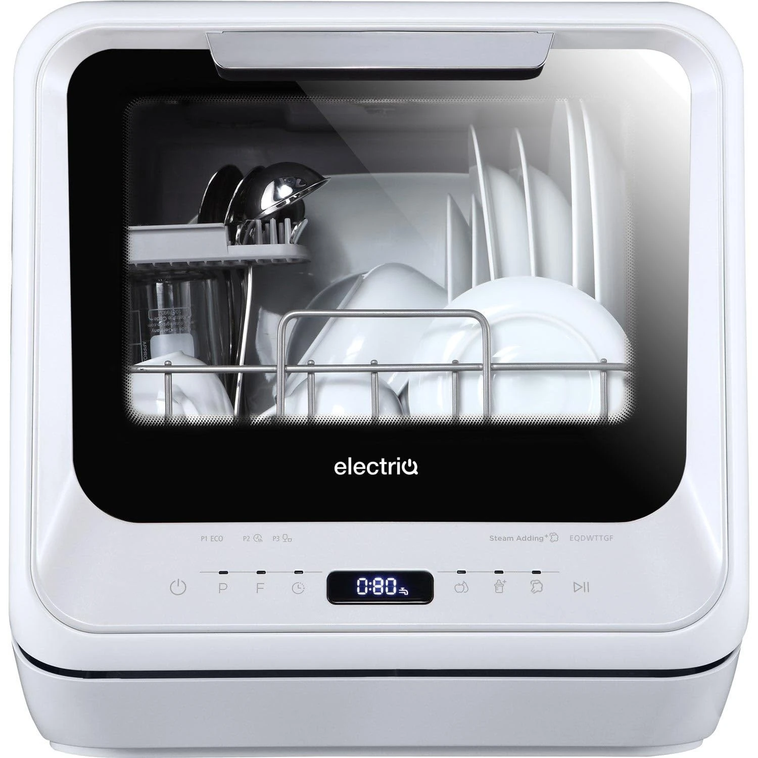 electriQ Freestanding Mini Table Top Portable Dishwasher - White
