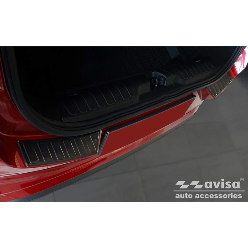 Avisa Black Stainless Steel Rear bumper protector compatible with Ford Puma 2019- 'Ribs' (2-pieces)