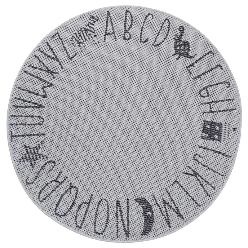 Hanse Home ABC Alphabet Children's Flat Weave Rug Light Grey/Dark Grey Size: 160 cm Round - Image 1