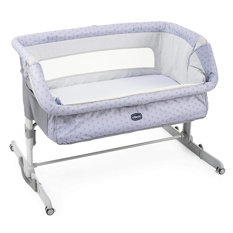 Chicco Next2Me Dream Baby Co-Sleeping Crib, Rocking Chair, Folding Side, Adjustable Height, Mesh Panel, Wheels and Travel Bag 0-6 Months, Grey (Silver)