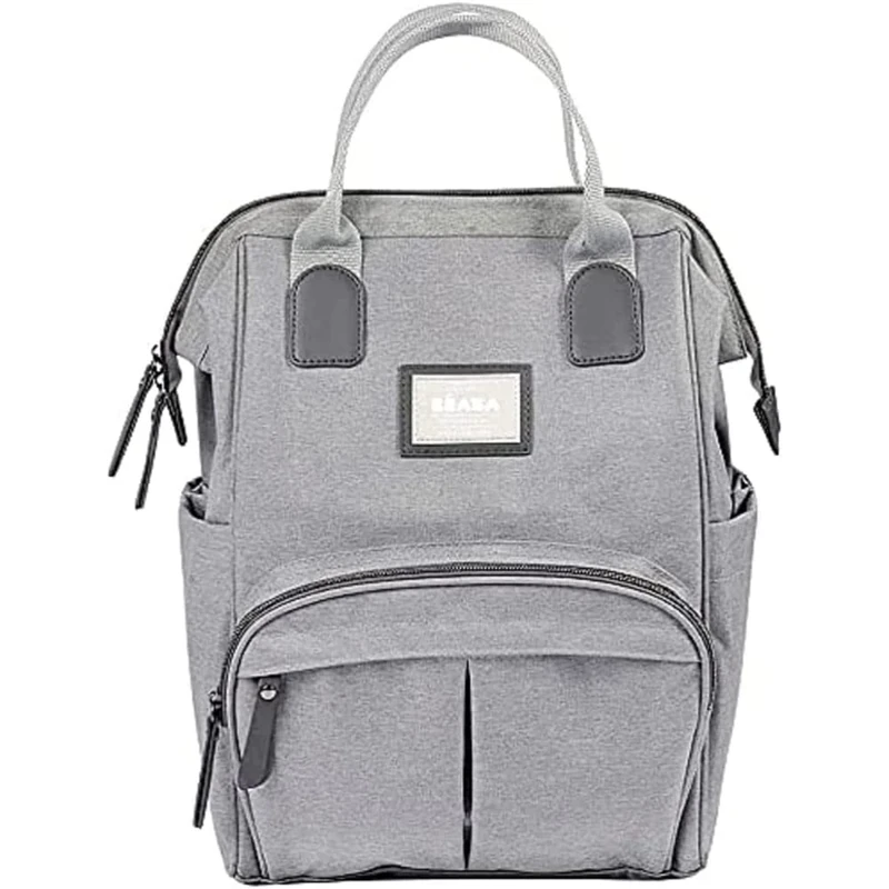 Beaba - Baby Changing Backpack - Large Storage Volume - Changing Mat Included - Multiple Pockets - Large Opening - Isothermal - Multifunction Travel Bag - Wellington - Grey