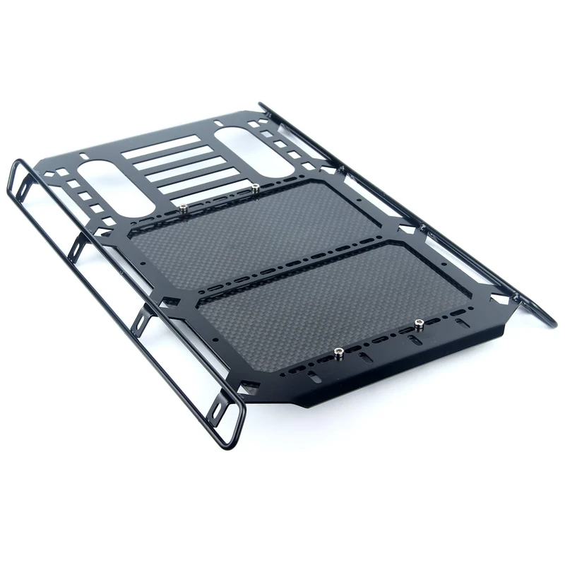 LCX Racing 1/10th RC Crawler Car Metal w/Carbon Fibre Luggage Tray Roof Rack for Traxxas TRX4 G500, Upgrades Parts Accessories - Image 1