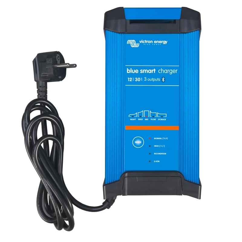 Victron Energy Blue Smart IP22 Smart Car Battery Charger 12V 30A, Trickle Charger for Car Battery and Desulfator for Motorcycle, ATV, RV, Lithium and Deep Cycle Batteries, CEE 7/7, 3 outputs