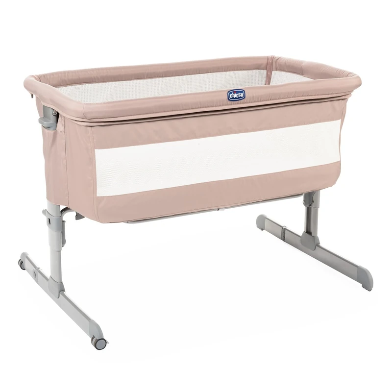 Chicco Next2Me Baby Co-Sleeping Cot with Mattress, Side Opening, Height Adjustable, Mesh Panels, Wheels and Travel Bag 0-6 Months