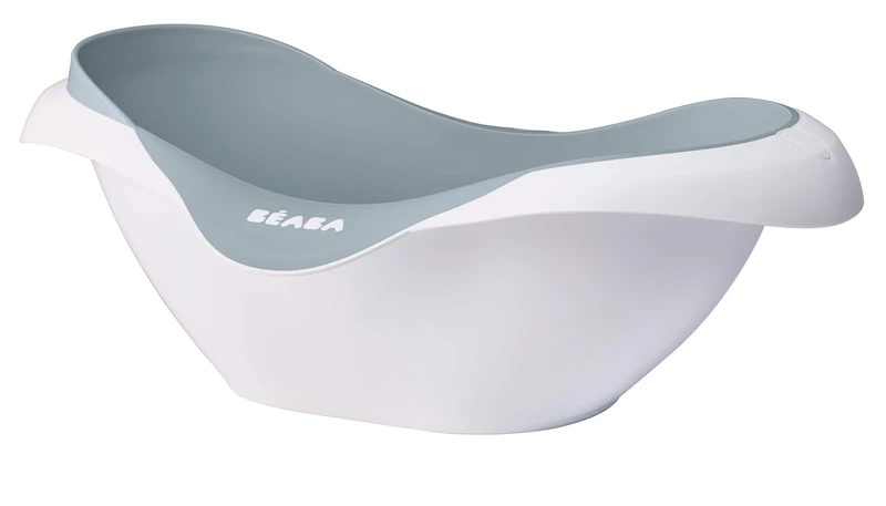 BÉABA - Baby Bath - Non-slip and Comfortable - Ergonomic and Multi-functional - Soft and Flexible Material - Drain Plug - Camélé'O - Made in France - Grey