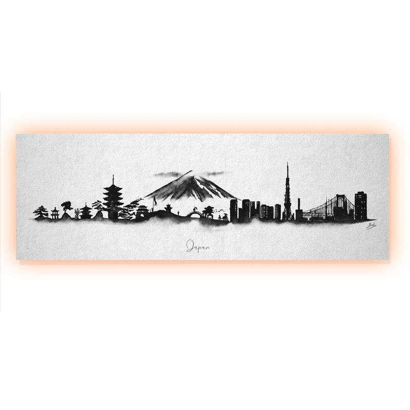 Skyline Tokyo Decorative Picture 90 x 30 cm with LED