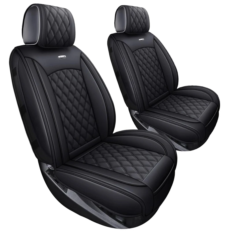 Aierxuan Chevy Silverado GMC Sierra 2 Front Seat Covers Pickup Custom Fit 2007-2023 1500 2500HD 3500HD Crew Double Extended Cab Waterproof Leather Seat Protectors(2 PCS Front, Black)