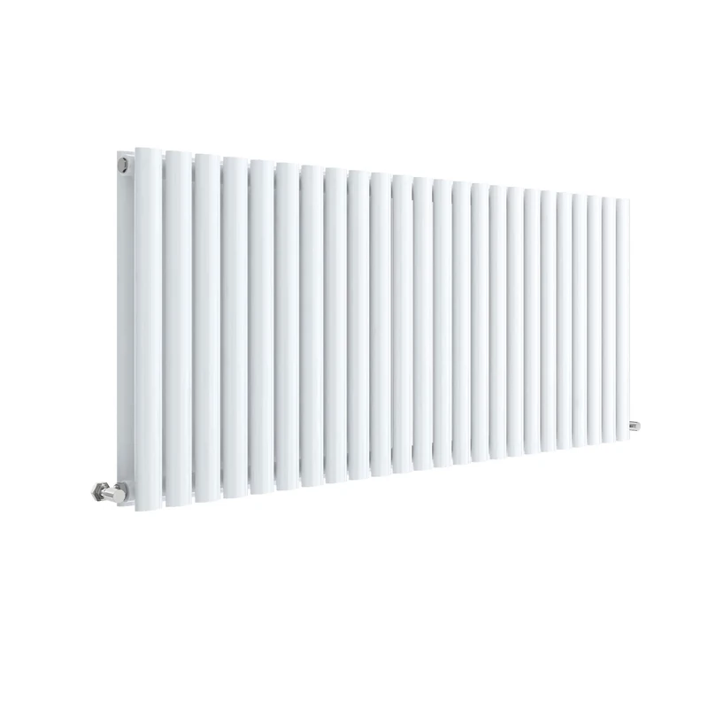 Nuie HL340D Revive Modern Home Wall Mount Designer Horizontal Double Panel Radiator, 600mm x 1398mm x 78mm, High Gloss White