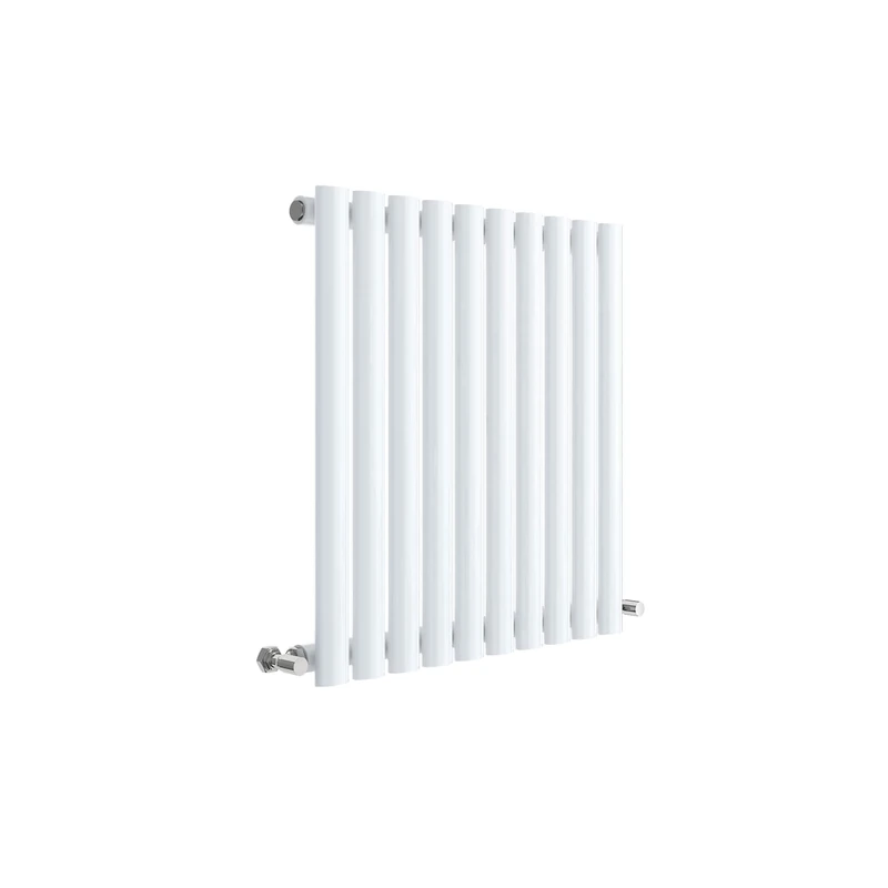 Nuie HL338 Revive Modern Home Wall Mount Designer Horizontal Single Panel Radiator, 600mm x 586mm x 55mm, High Gloss White