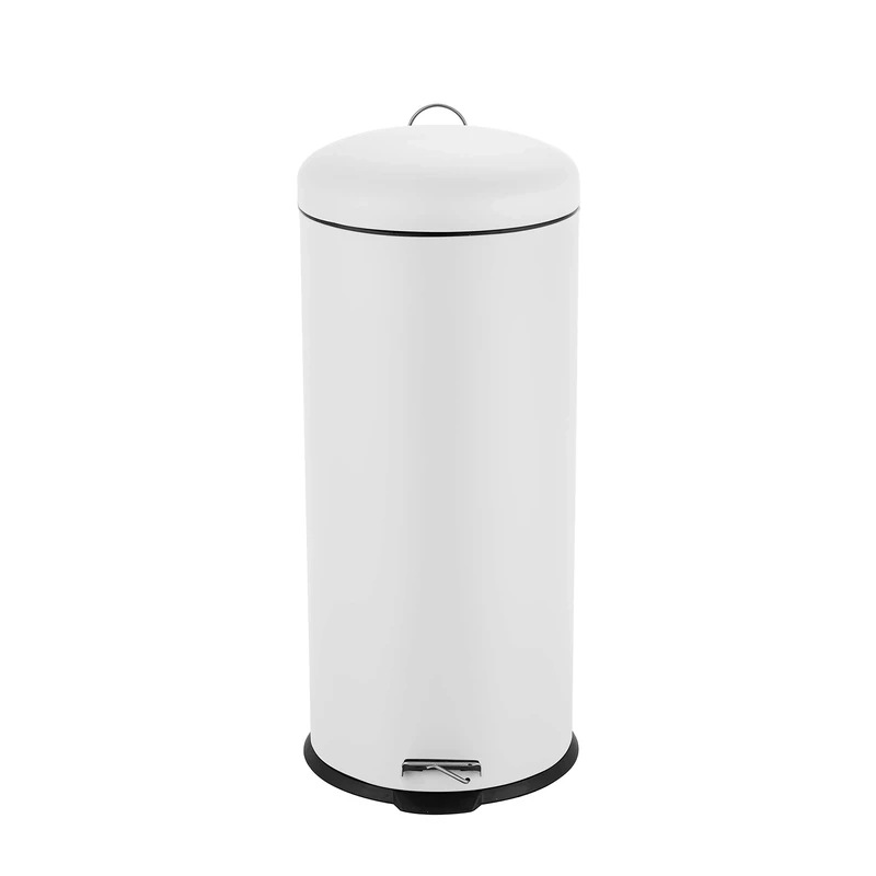 Ribelli 30 L Stainless Steel Pedal Bin with Inner Bucket, Soft Closing Waste Separation, Round (White)