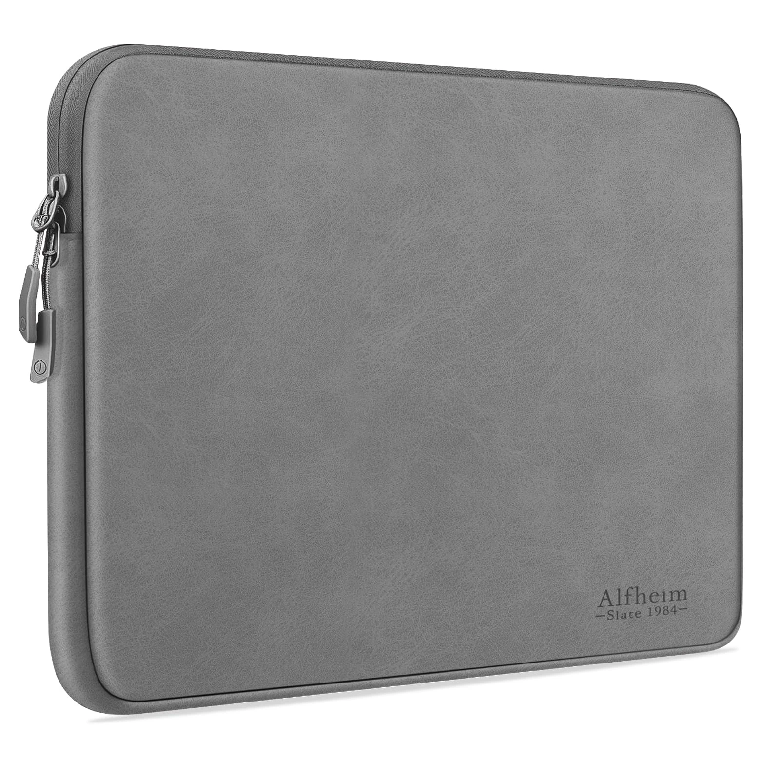 Alfheim 15.6 inch laptop sleeve，Waterproof Shock Resistant Fashion Lightweight PU Leather Bag Case for Notebook Tablet iPad（Grey）