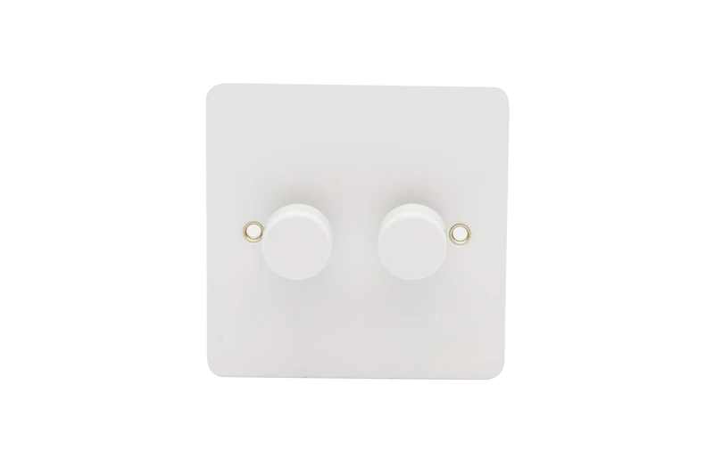 Schneider Electric Ultimate Flat Plate - Double 2 Way LED Dimmer Light Switch, 100 W/VA, GU6222LMPW, Painted White