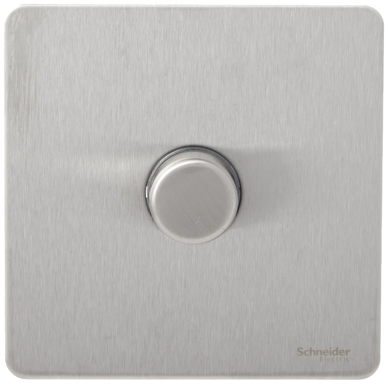 Schneider Electric Ultimate Screwless Flat Plate - Single 2 Way LED Dimmer Light Switch, 100 W/VA, GU6412LMSS, Stainless Steel