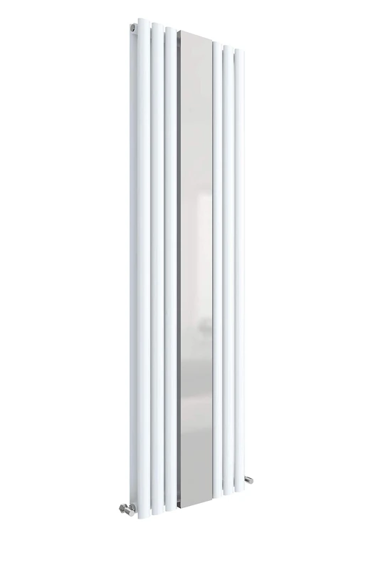 nuie HL331 Revive ǀ Modern Home Wall Mount Designer Vertical Double Panel Radiator with Mirror, 1800mm x 499mm x 78mm, High Gloss White