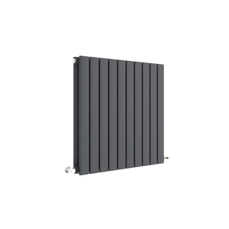 Nuie HLA55D Sloane Modern Home Wall Mount Designer Horizontal Double Panel Radiator, 600mm x 586mm x 72mm, Anthracite