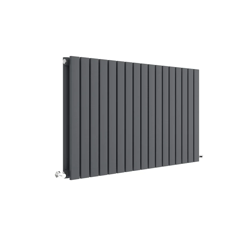 Nuie HLA56D Sloane Modern Home Wall Mount Designer Horizontal Double Panel Radiator, 600mm x 992mm x 72mm, Anthracite