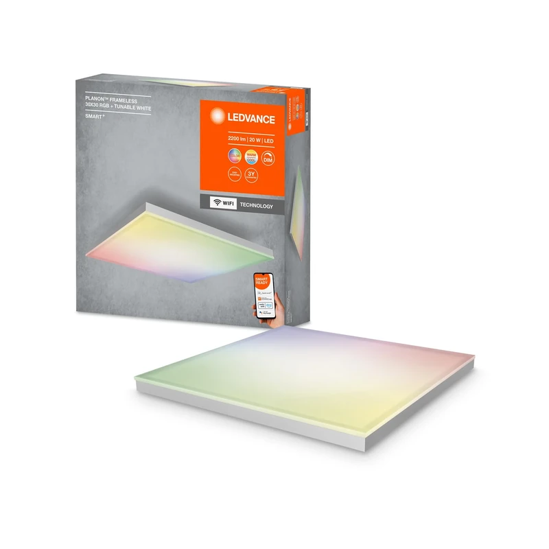 LEDVANCE Smart LEDCeiling Luminaire, Indoor Panel with WiFi Technology, Tunable White (3000K-6500K), RGB Colors Changeable, 300 mm X 300 mm, Compatible with Google and Alexa Voice Control, Smart+