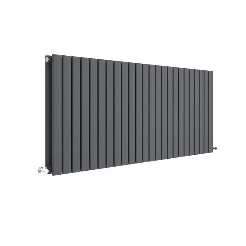 Nuie HLA59D Sloane Modern Home Wall Mount Designer Horizontal Double Panel Radiator, 600mm x 1389mm x 72mm, Anthracite