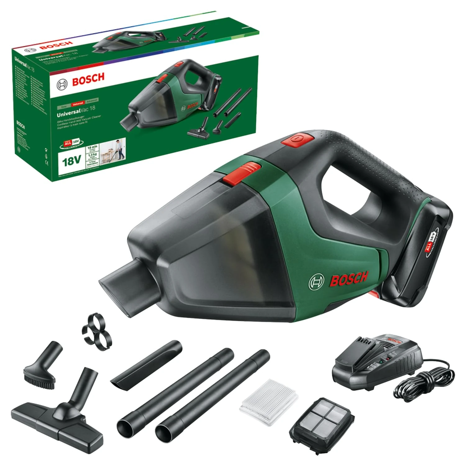 Bosch Akku Staubsauger UniversalVac 18 (2,5 Ah Akku, 18 Volt Sytem, im Karton)