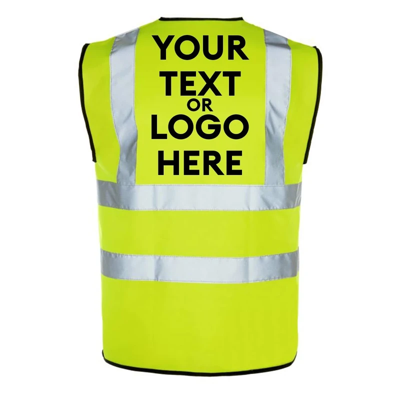 The World Of Wall Art Personalised Printed Reflective Hi-Vis High-Viz Visibility Safety Vest/Waistcoat Customised (Large)
