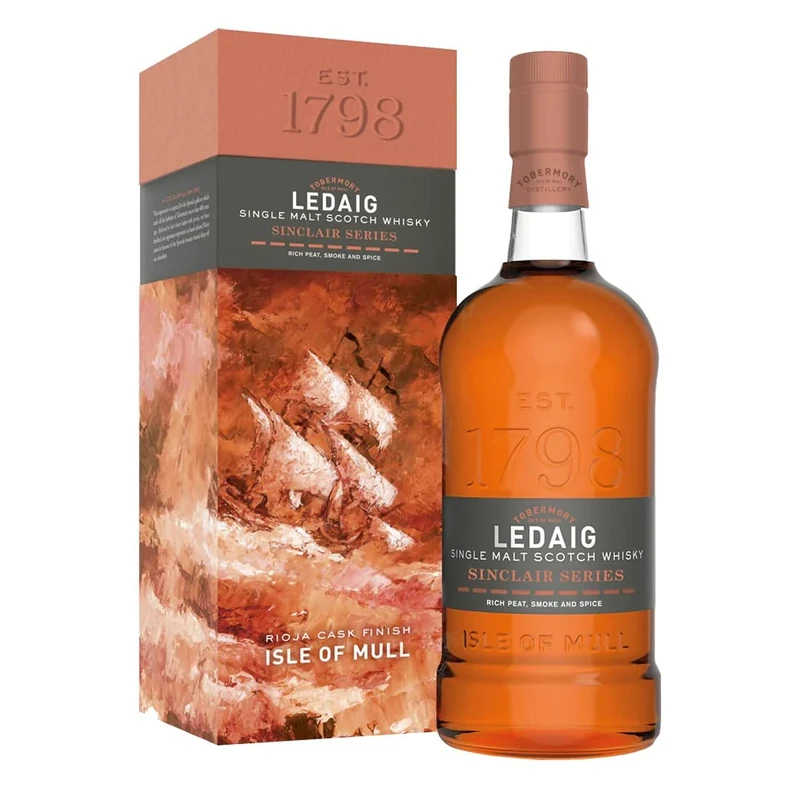 Ledaig Sinclair Series Rioja Cask Finish Single Malt Scotch Whisky, 70cl | 46.3% ABV | Creamy, Peppery and Berried Artisanal Whisky | Hebridean peated Single Malt Whisky